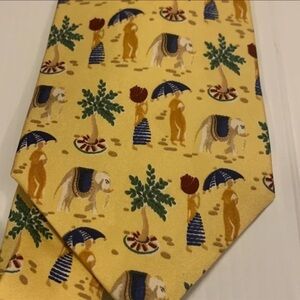 Vintage Paul Frederick Italian silk men’s tie yellow Indian Sahara theme